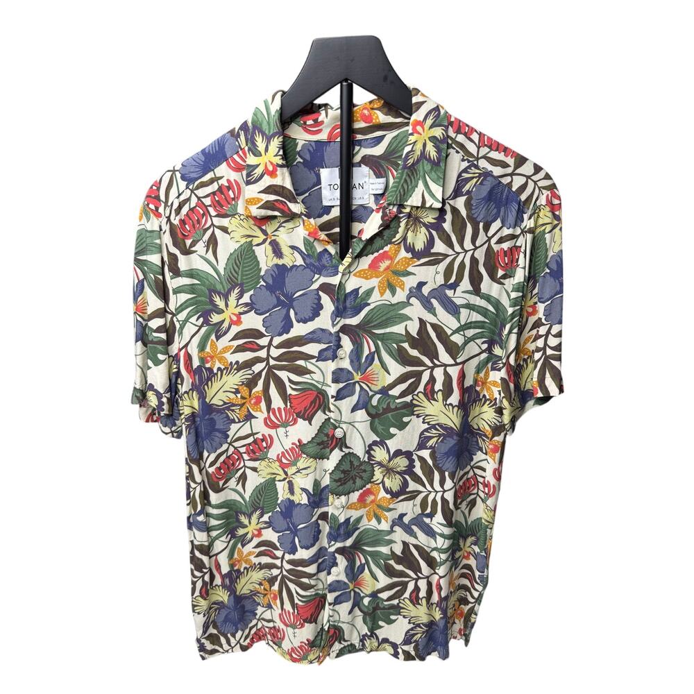 Topman Muscle Fit Floral Jungle Viscose Shirt Small